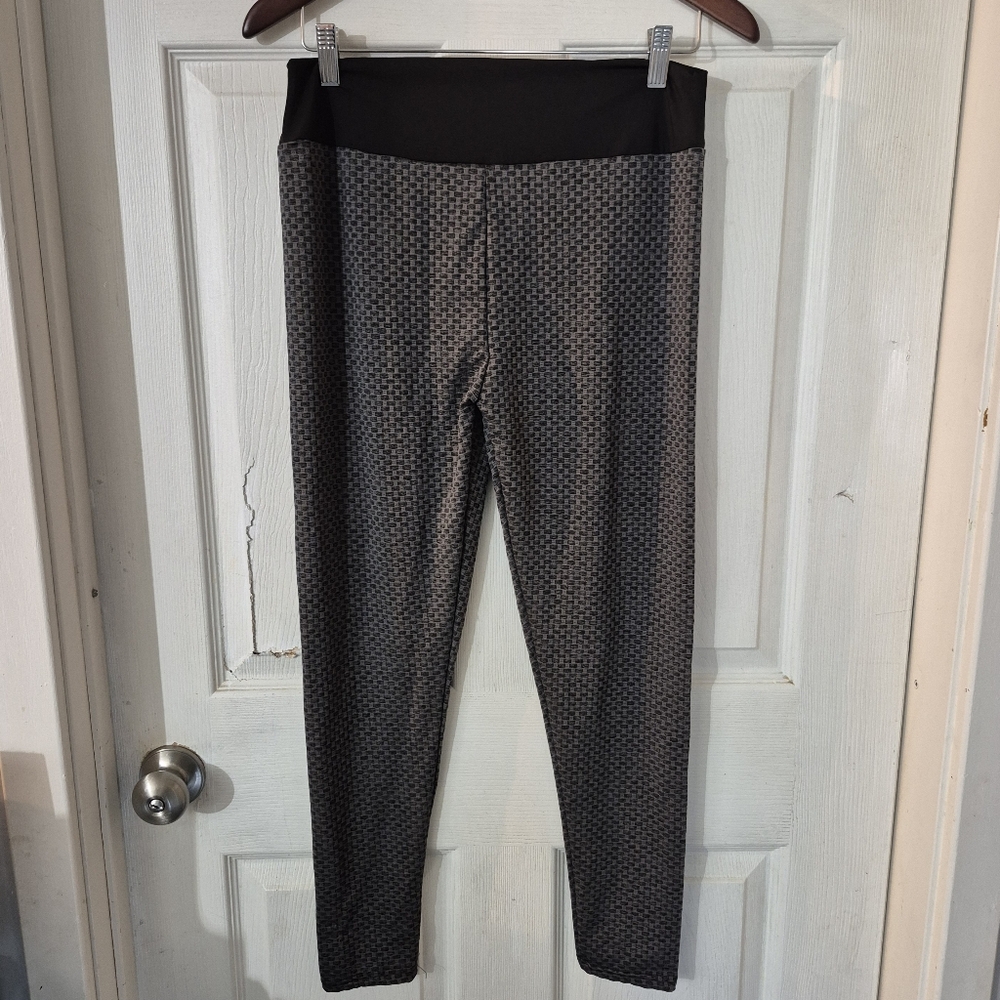 Women's Black and Gray Textured Leggings Sz XL